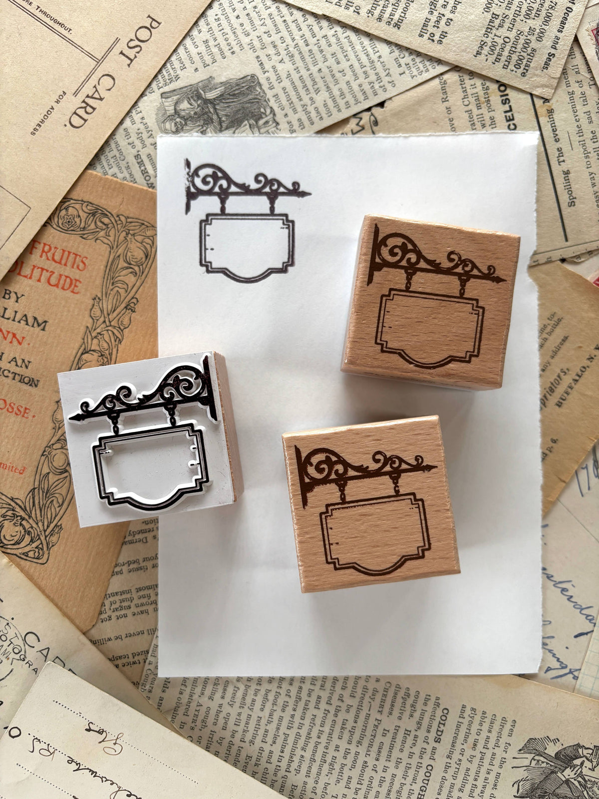 Hanging shop sign rubber stamp
