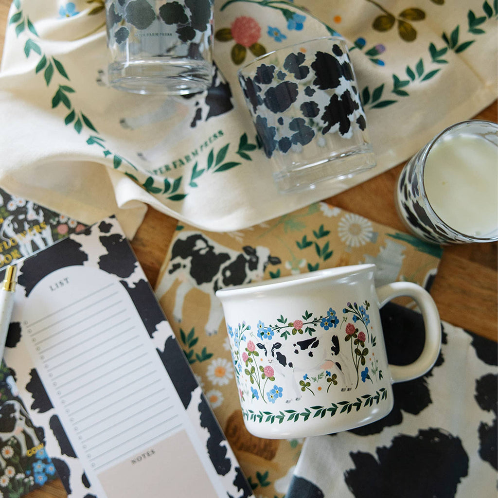 Milk Cows Folk Floral 14oz Ceramic Coffee Mug