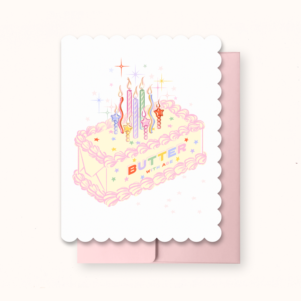 Butter with Age (pink version) | Handmade Birthday Card