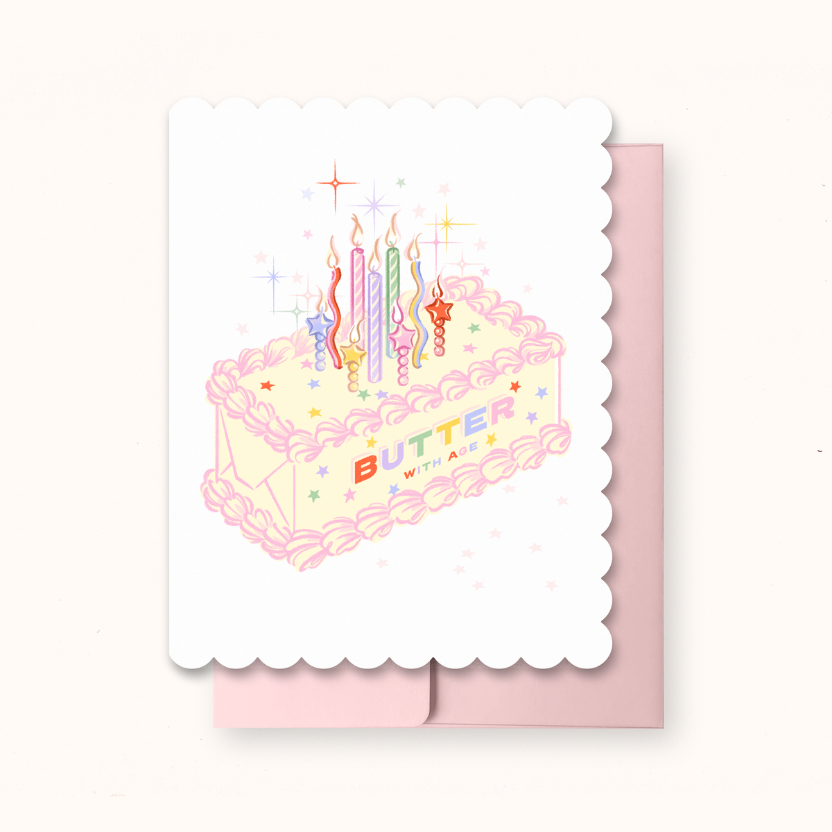 Butter with Age (pink version) | Handmade Birthday Card