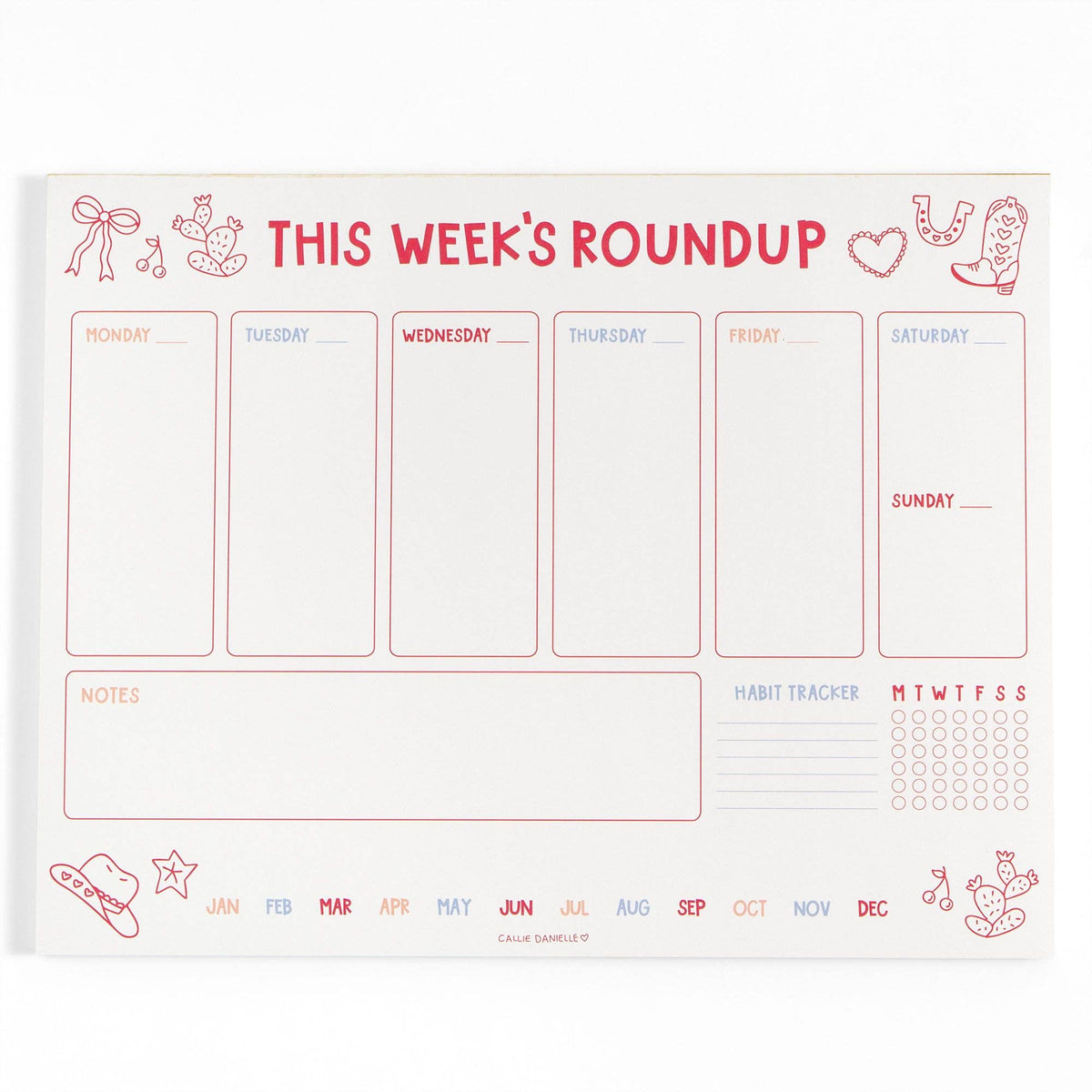 This Week's Roundup 8.5x11" Western Weekly Planner Notepad