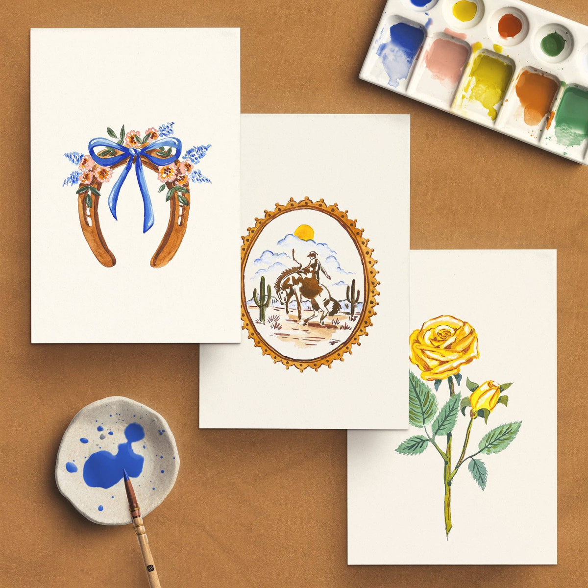 Watercolor Painting Kit: Vintage Cowboy