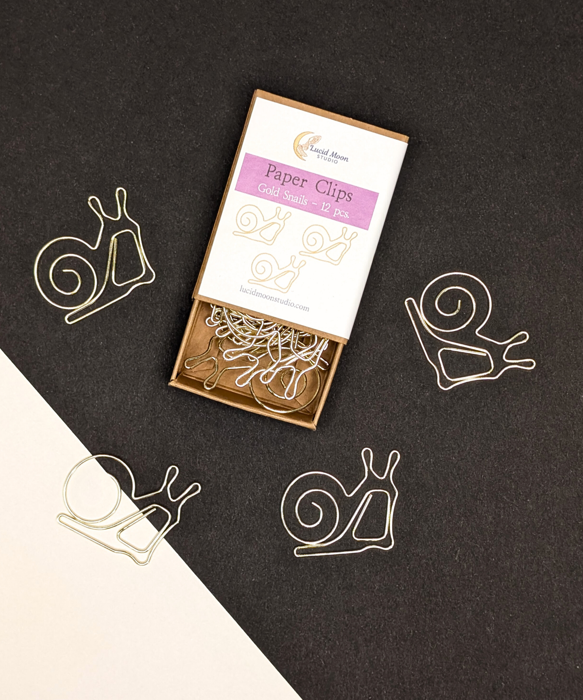 Gold Snails Boxed Paper Clips - Set of 12