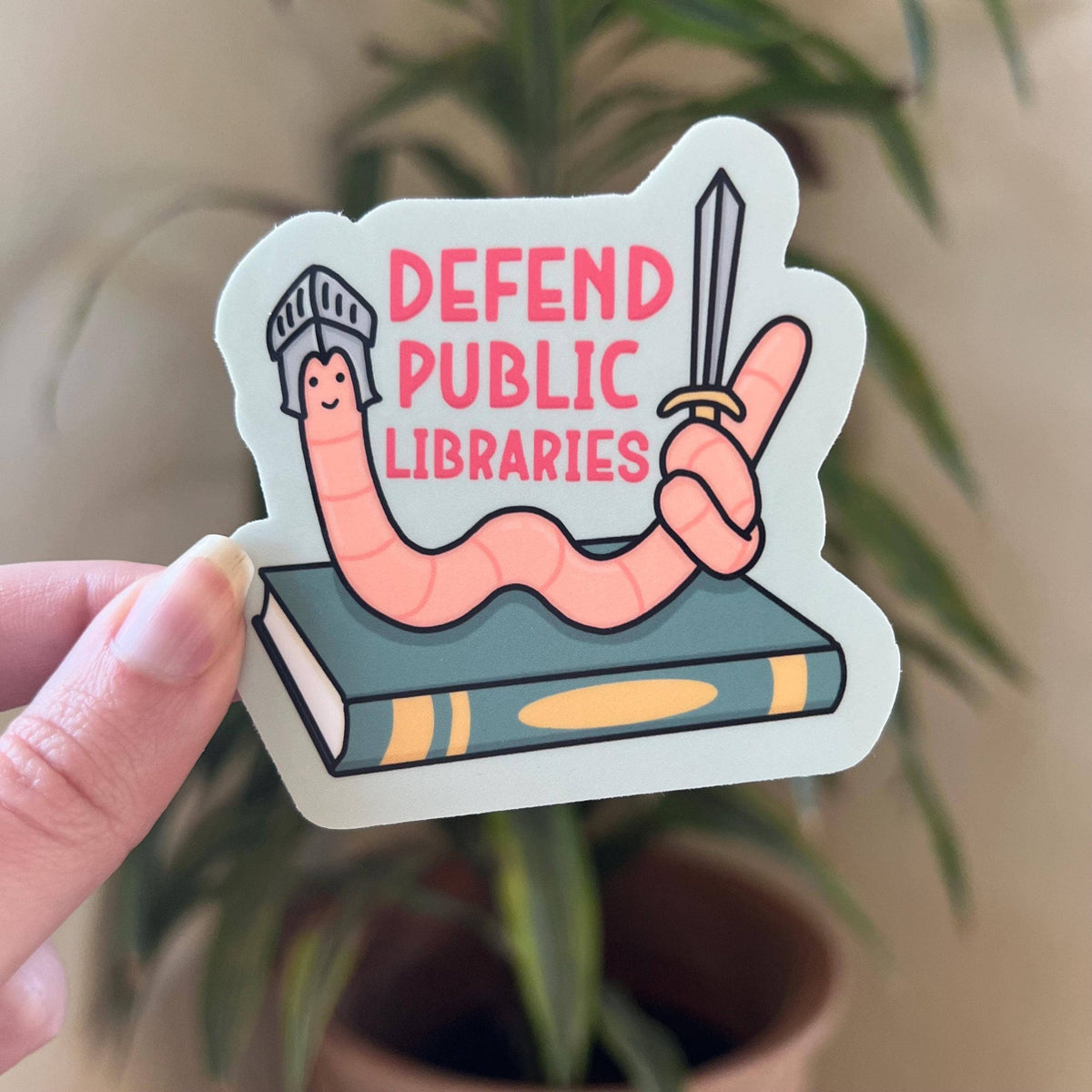 Defend Public Libraries Book Worm Read Banned Books Decal