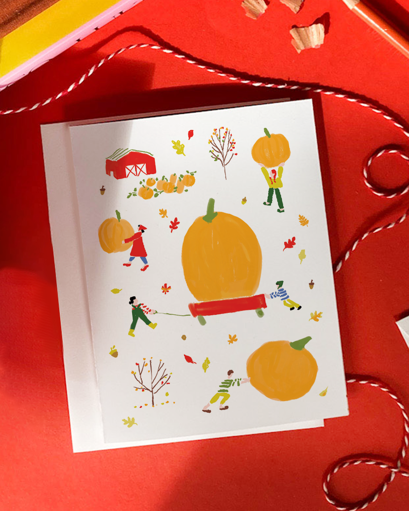 Pumpkin Wagon - Timeless Autumn Fall Greeting Card