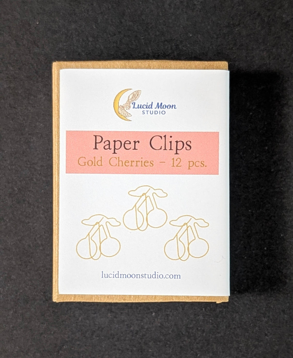 Gold Cherries Boxed Paper Clips - Set of 12