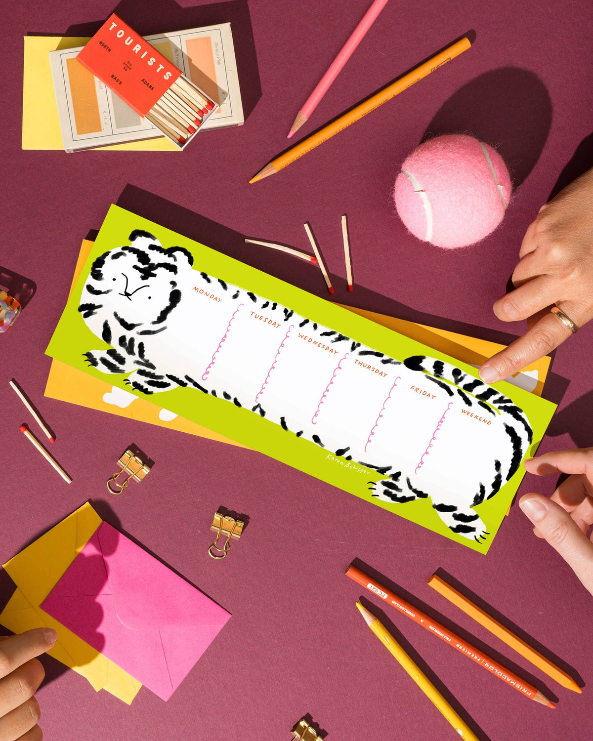 Tilda Tiger Desk Planner – Illustrated Weekly Planner Pad