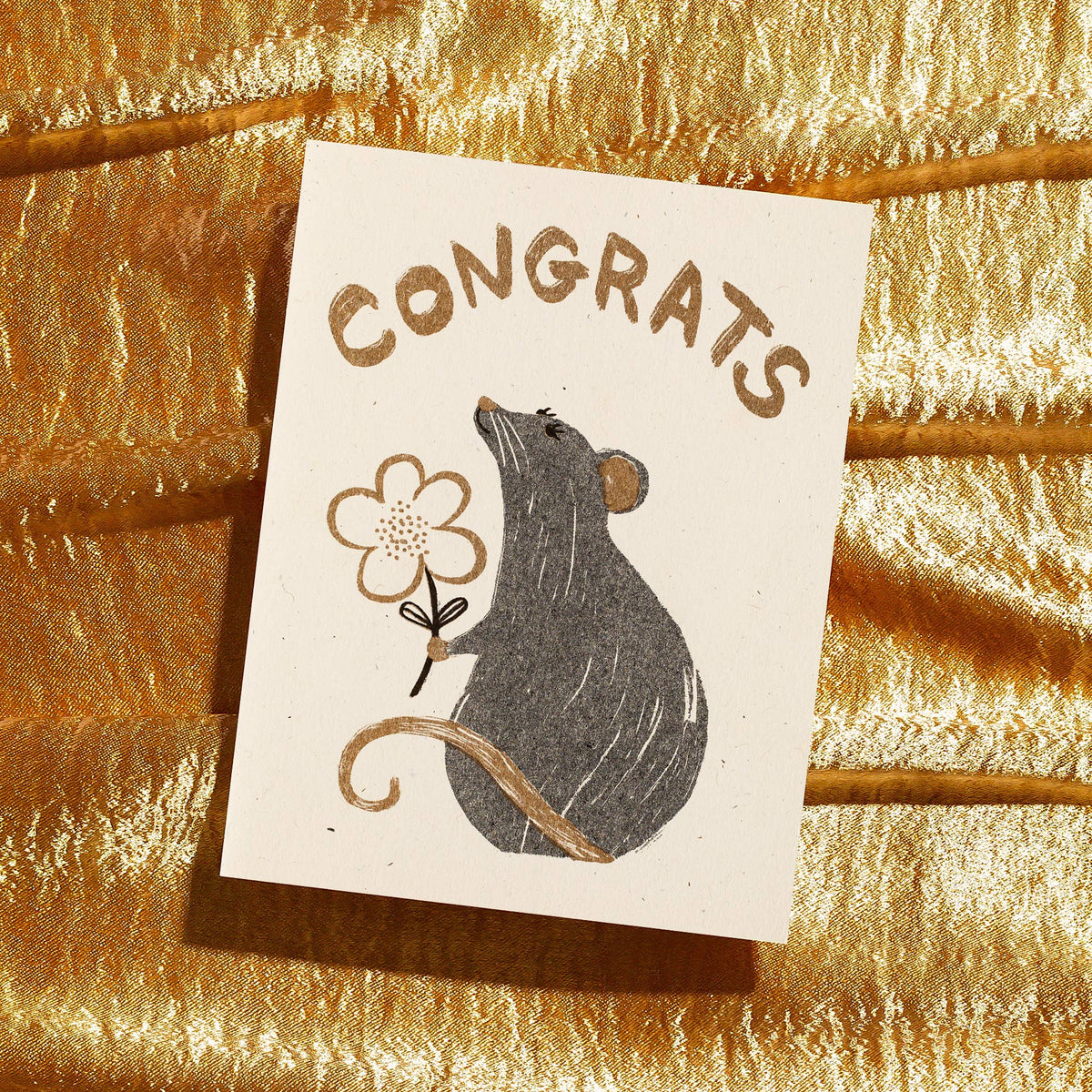 Congrats Rat - Risograph Card