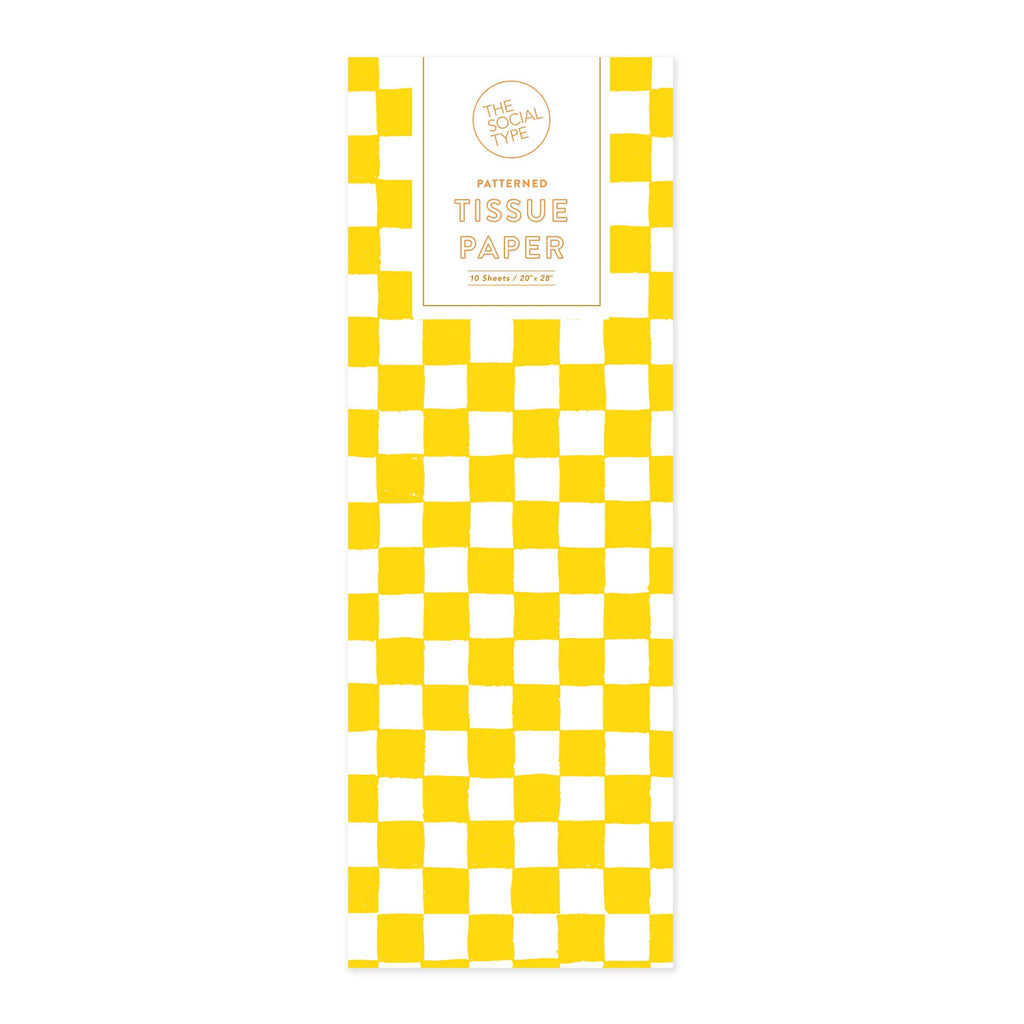 Yellow Checker Tissue Paper
