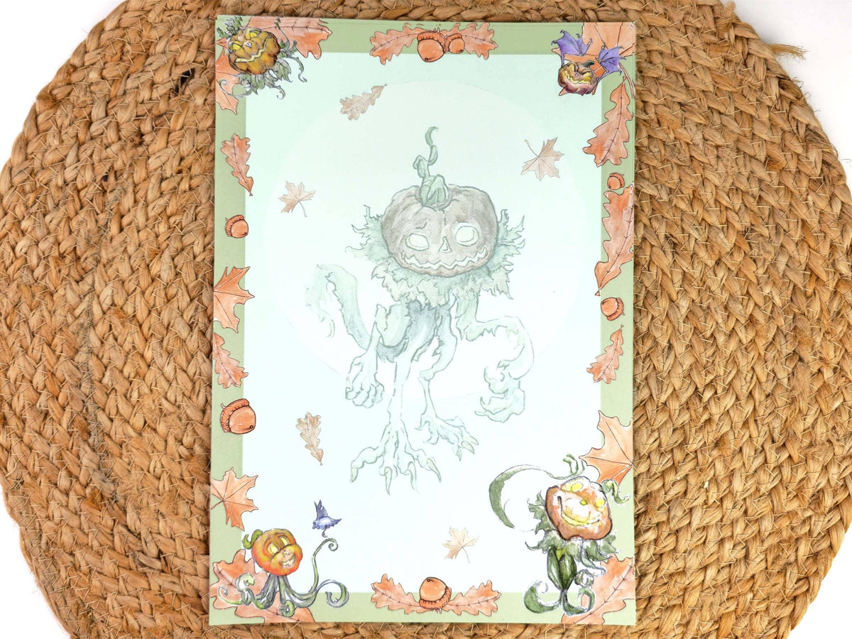 Pumpkin Creature Letter Writing Set | Vintage Fantasy Notepaper Kit | Autumn Forest Stationery | Cottagecore Themed Gift