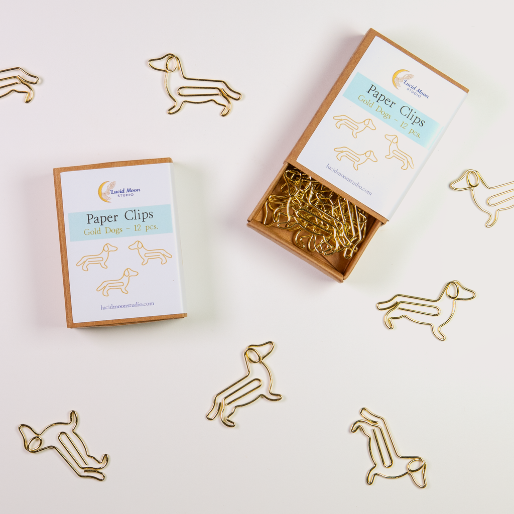 Gold Dogs Boxed Paper Clips - Set of 12
