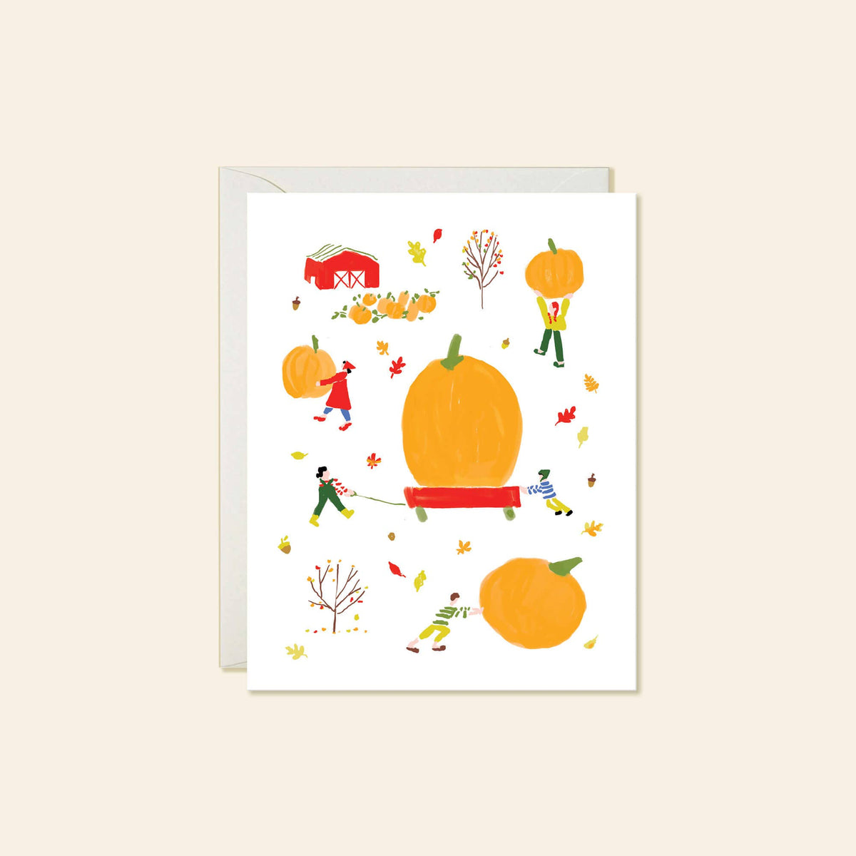 Pumpkin Wagon - Timeless Autumn Fall Greeting Card