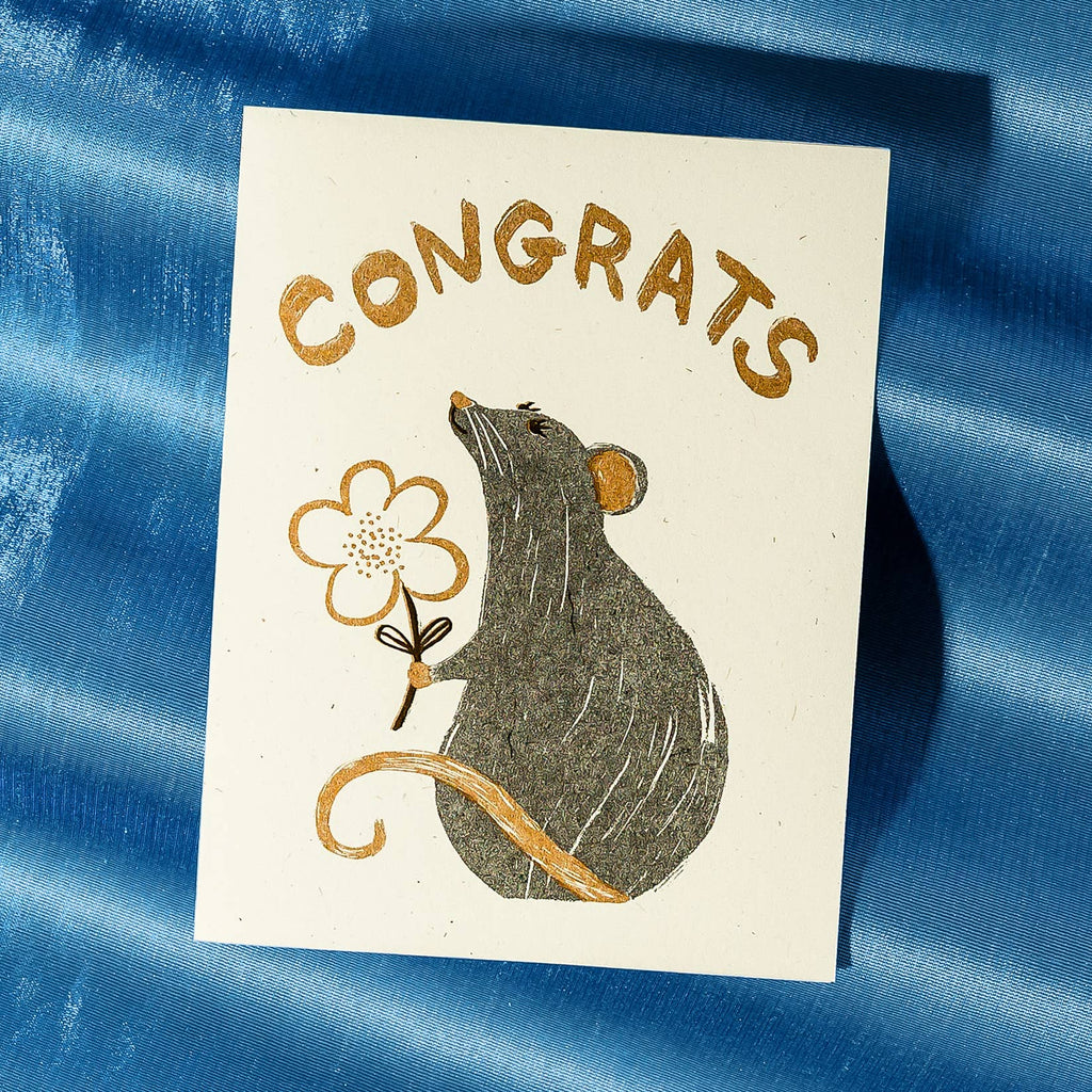 Congrats Rat - Risograph Card