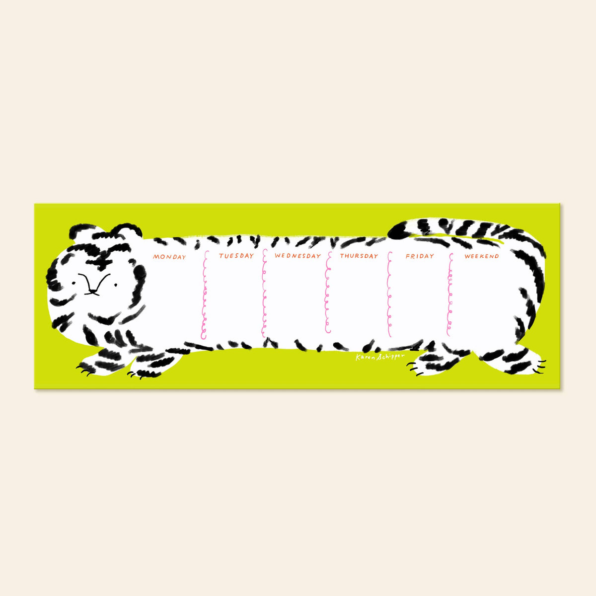 Tilda Tiger Desk Planner – Illustrated Weekly Planner Pad