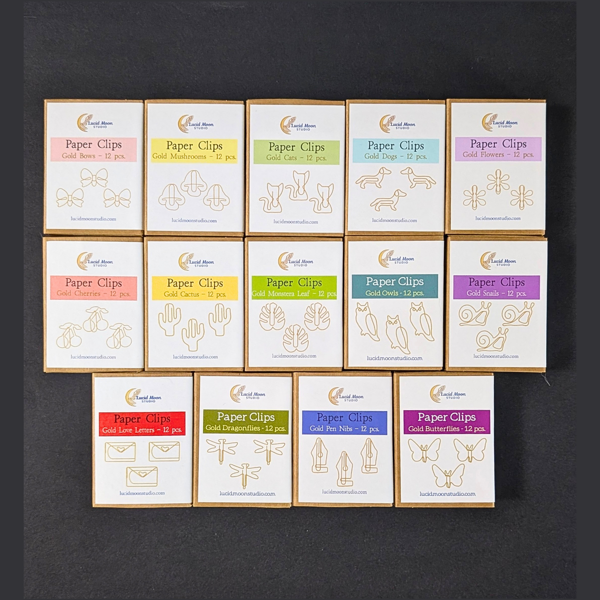 Gold Mushrooms Boxed Paper Clips - Set of 12