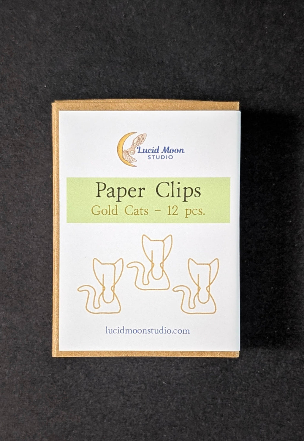 Gold Cats Boxed Paper Clips - Set of 12