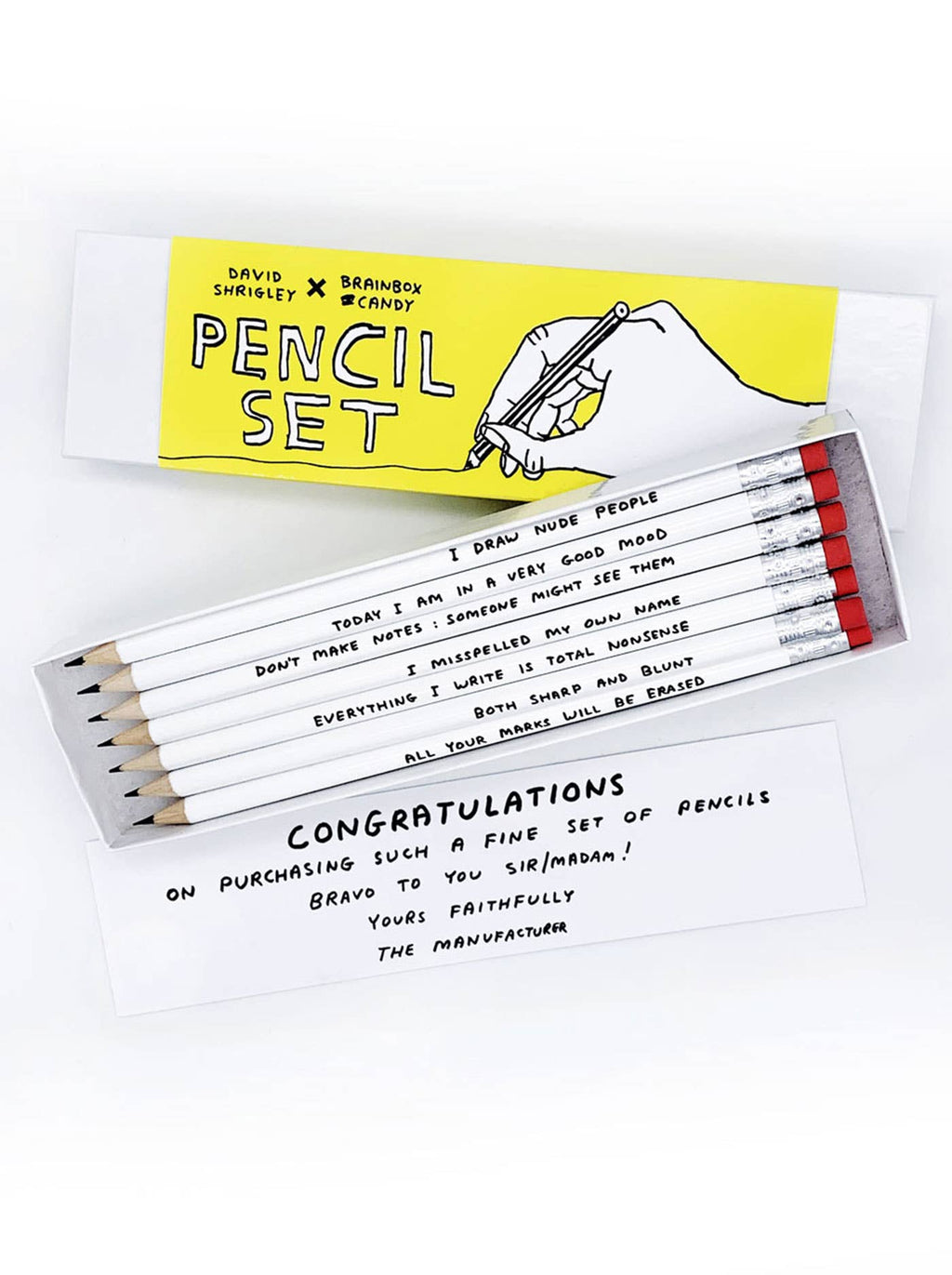 Funny Gift - David Shrigley Pencil Box - 6 Designs (Set 1)