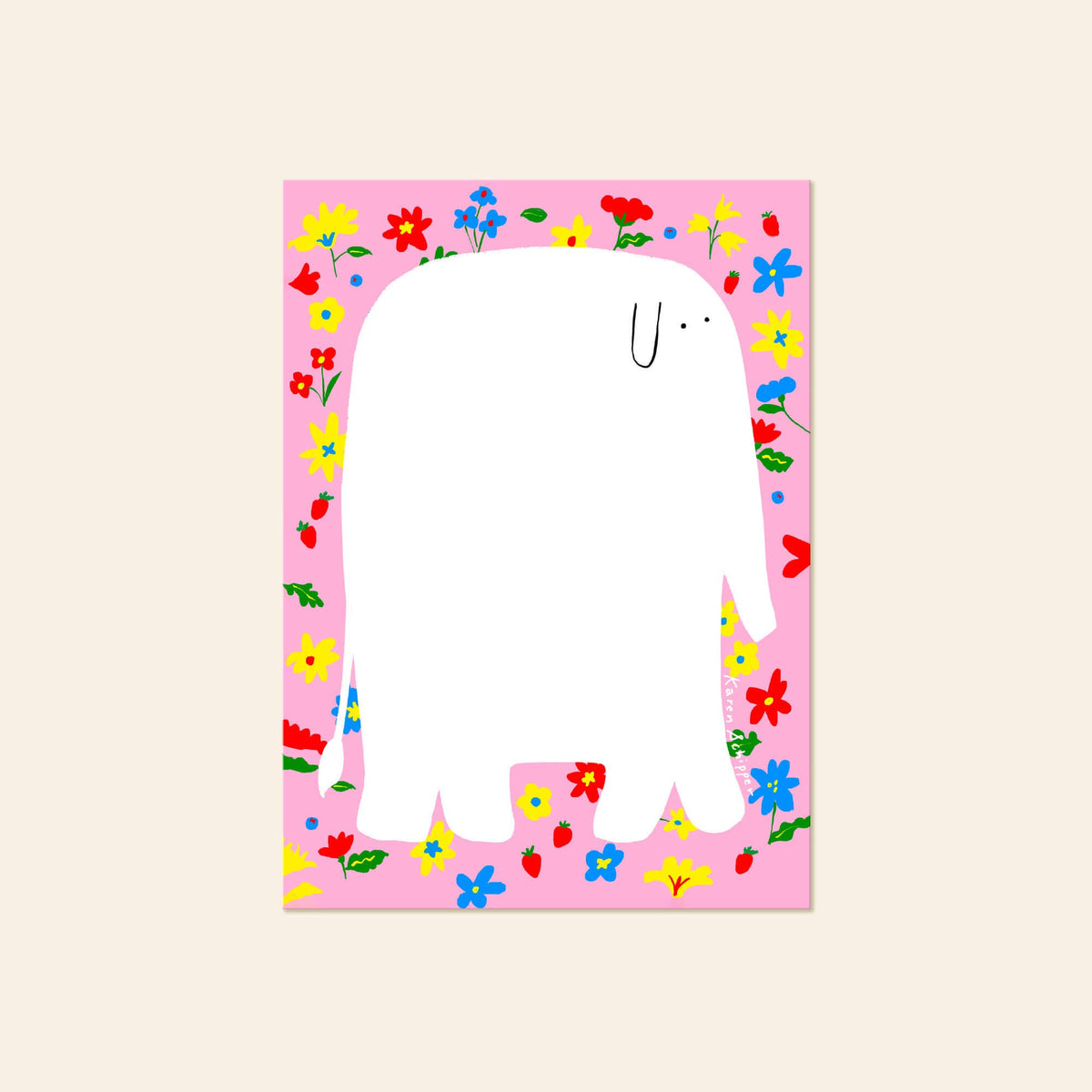 Rosy Elephant Notepad – Cute Elephant Floral Notepad