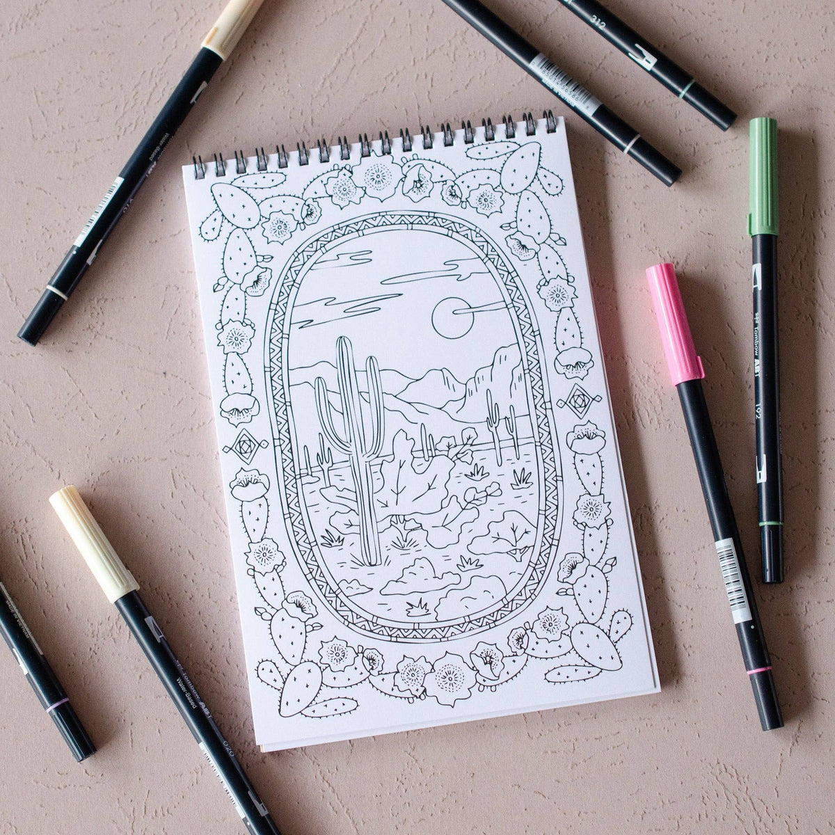 Antiquaria Desert Landscapes Premium Coloring Book