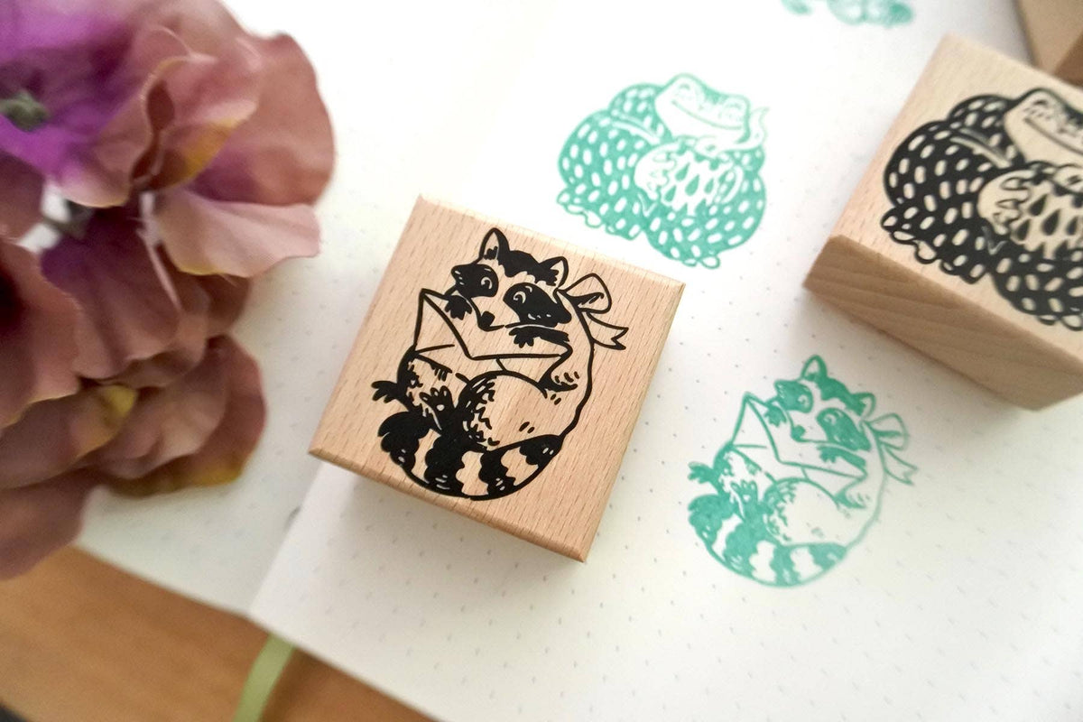 Raccoon Mail Rubber Stamp
