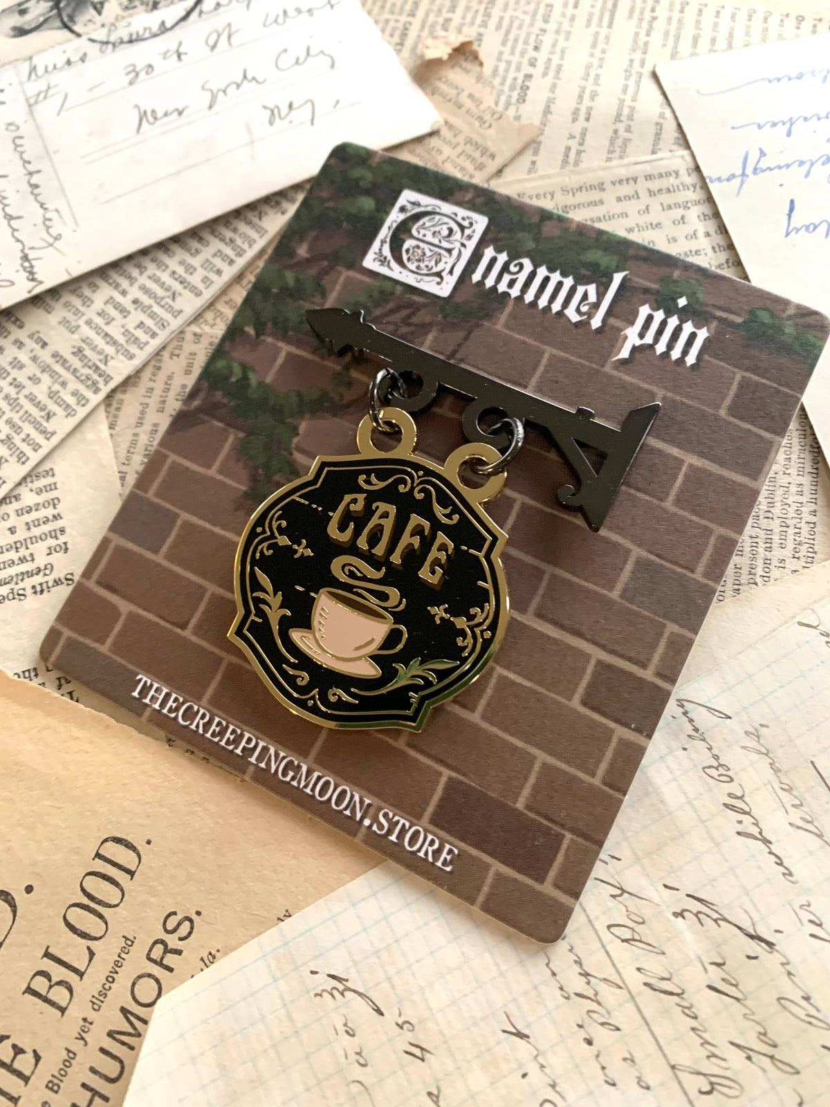 Cafe shop sign enamel pin