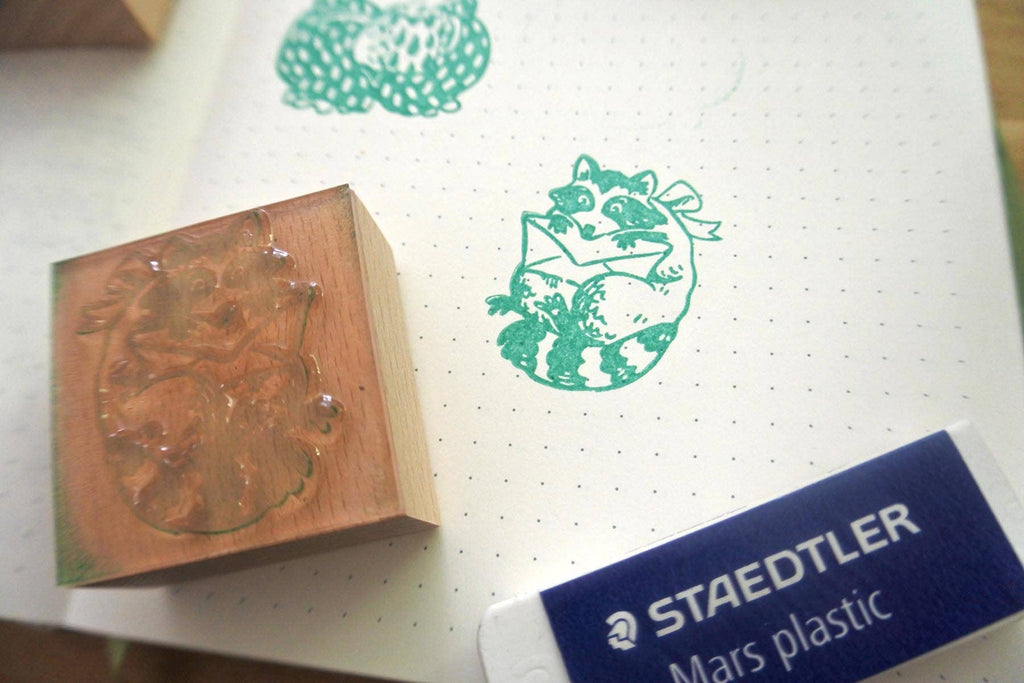Raccoon Mail Rubber Stamp