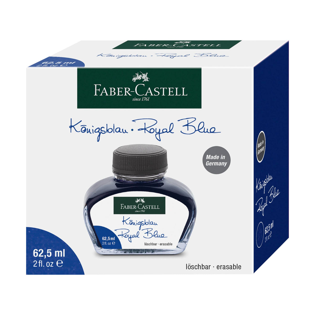 Fountain Pen Ink Bottle, 62.5ml Available in Black or Blue