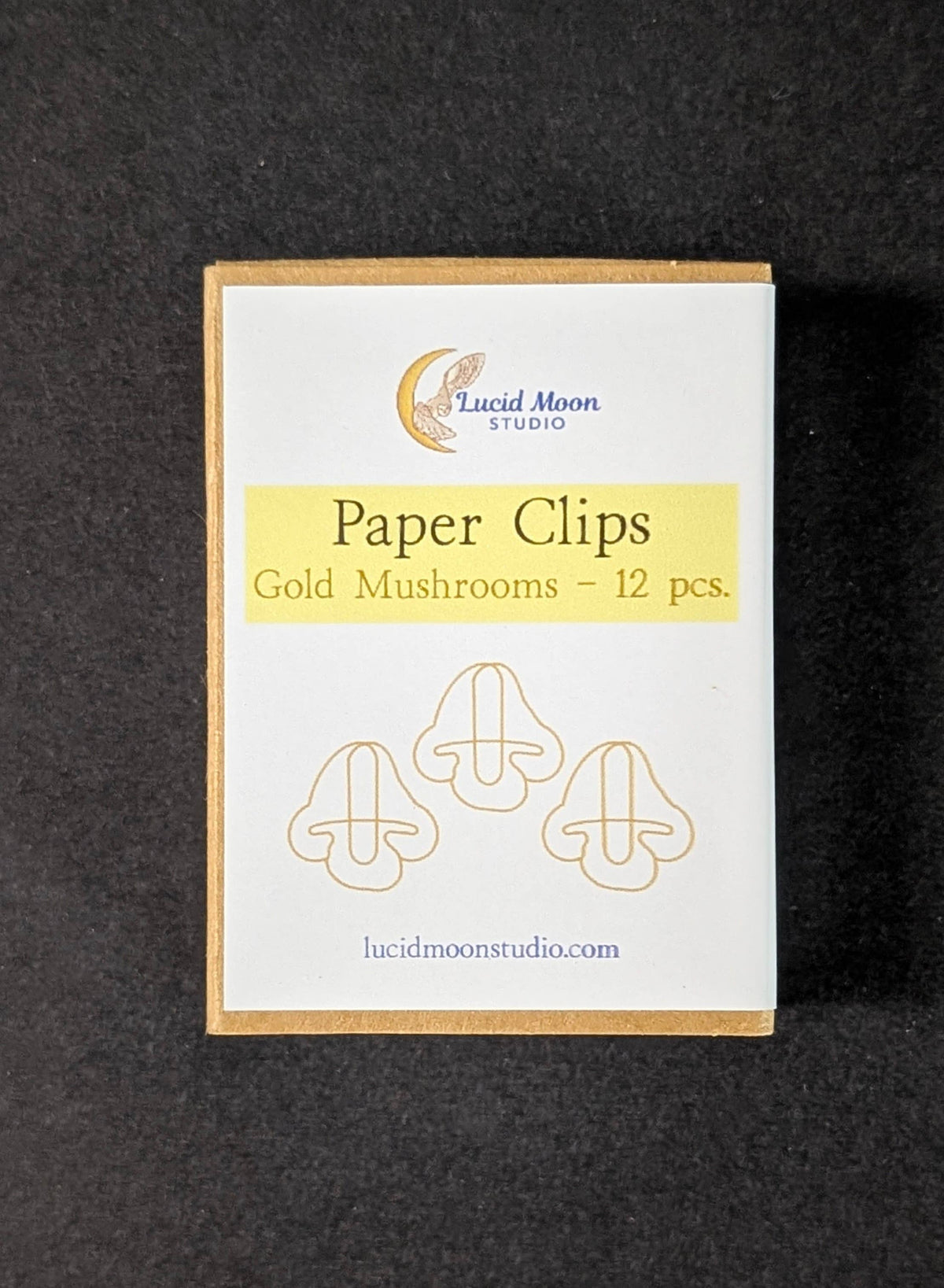 Gold Mushrooms Boxed Paper Clips - Set of 12