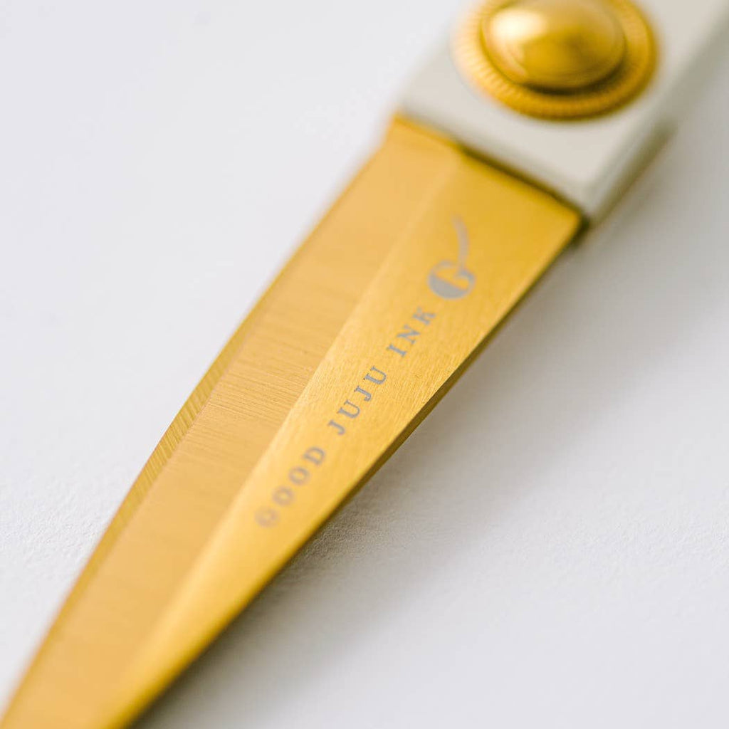 Ivory and Gold Heirloom Scissors with Case -  Dusk Blue