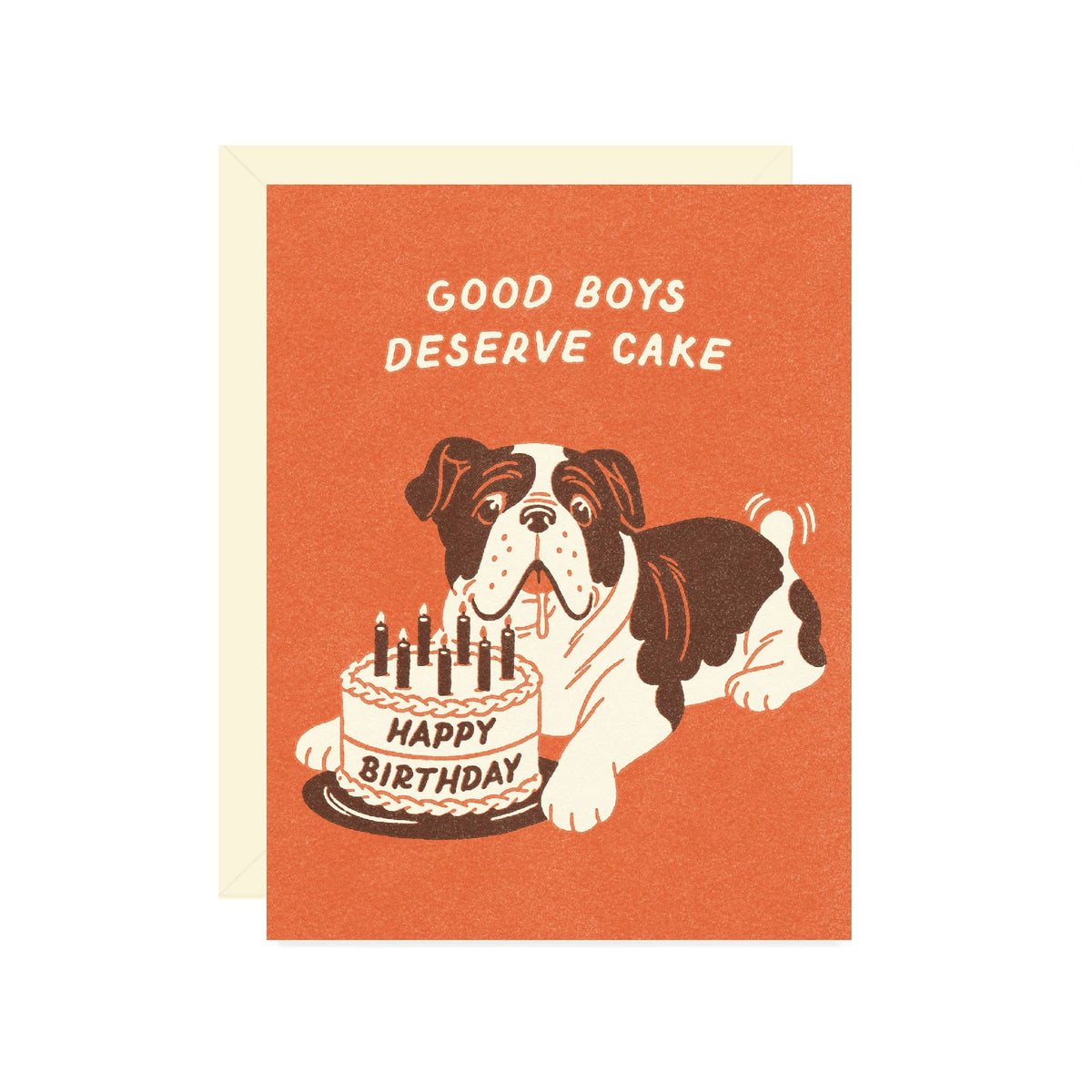 Bulldog  Birthday Cake Card