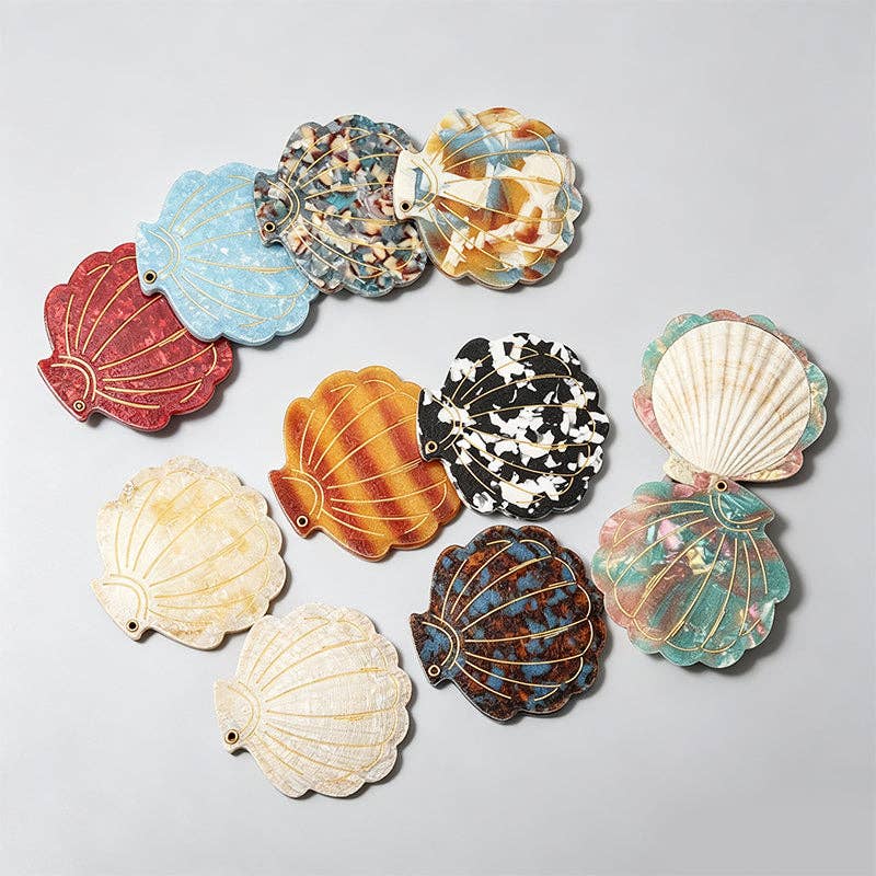 Vintage Seashell Acetate Compact Mirror