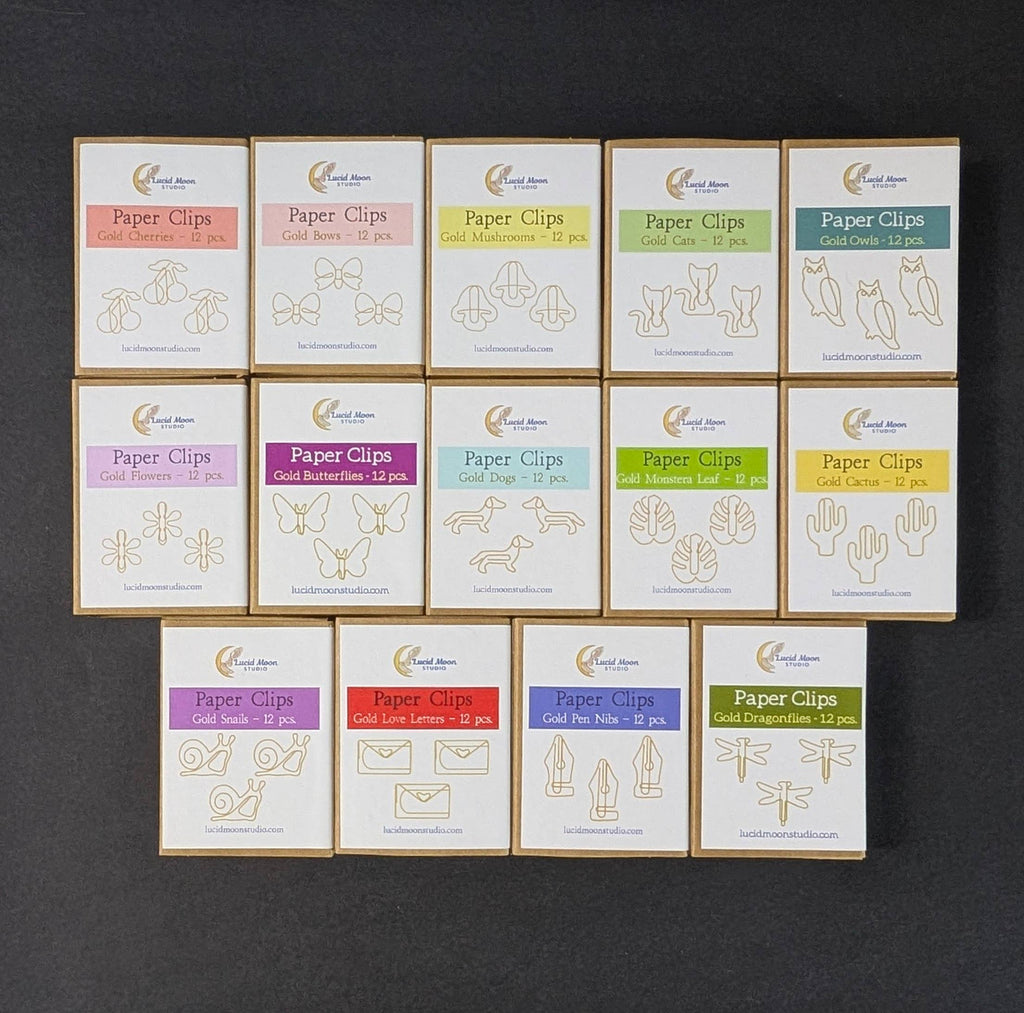 Gold Cats Boxed Paper Clips - Set of 12