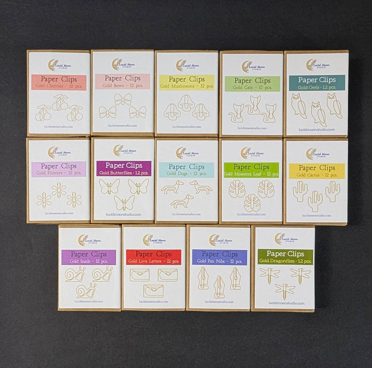 Gold Cherries Boxed Paper Clips - Set of 12
