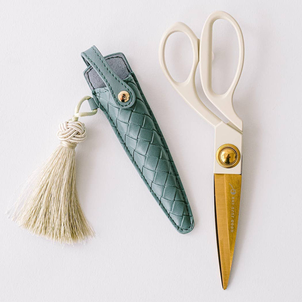 Ivory and Gold Heirloom Scissors with Case -  Dusk Blue