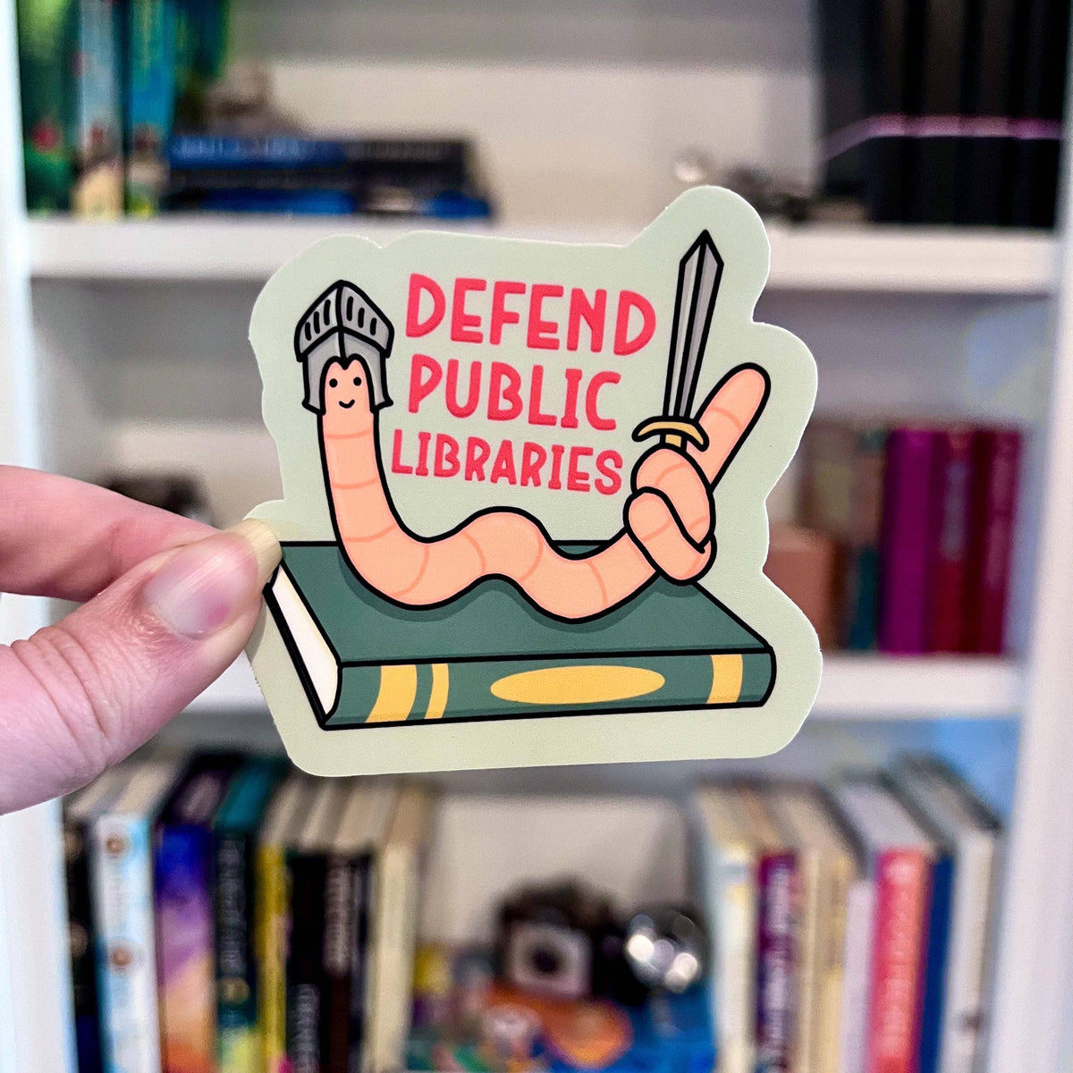Defend Public Libraries Book Worm Read Banned Books Decal