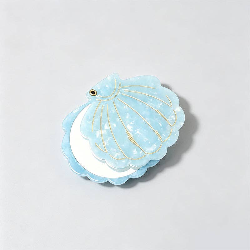 Vintage Seashell Acetate Compact Mirror