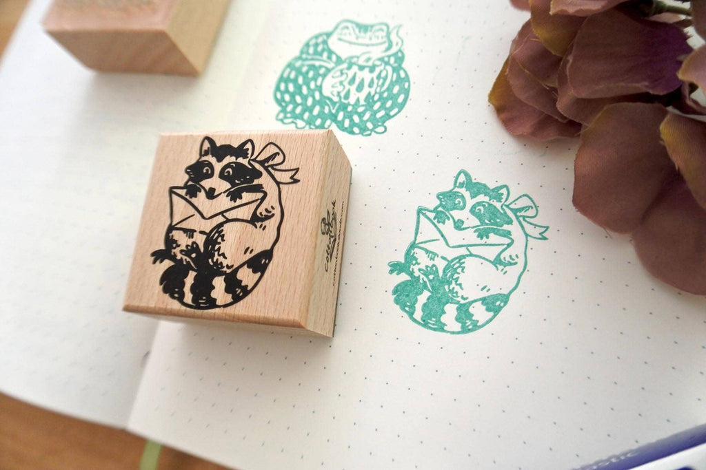 Raccoon Mail Rubber Stamp