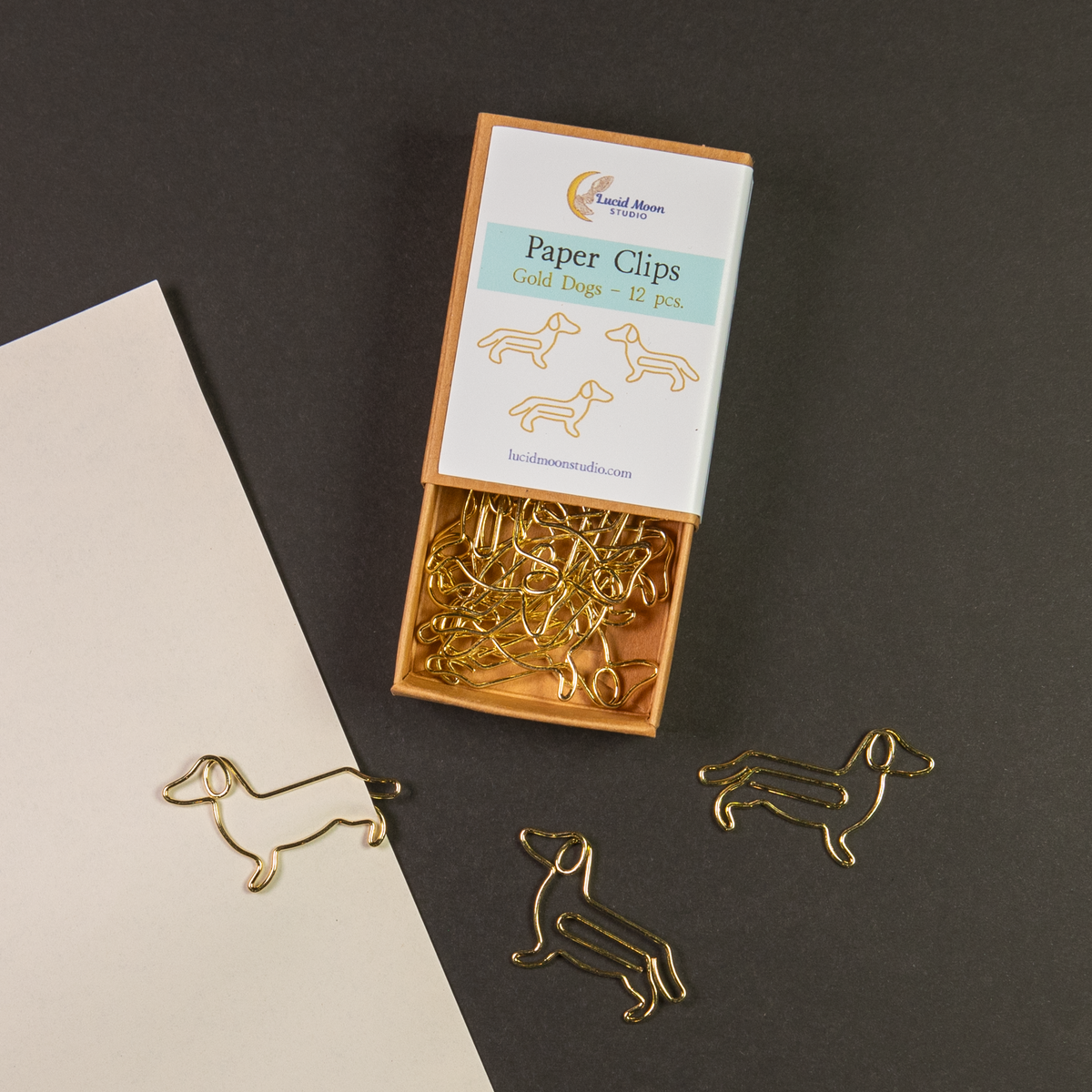 Gold Dogs Boxed Paper Clips - Set of 12